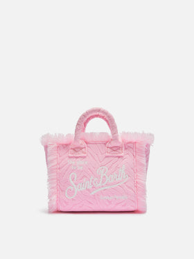 Mini Vanity Sponge Bag con stampa zebrata rosa in rilievo