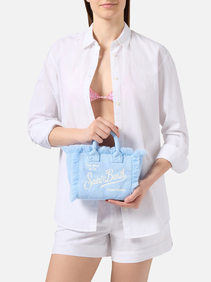 Borsa Vanity mini in tessuto effetto spugna con conchiglie in rilievo