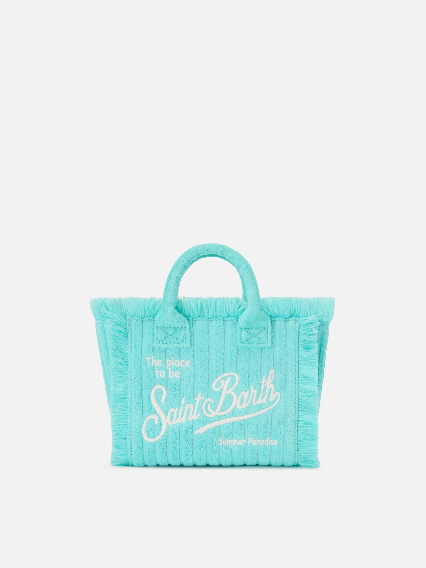 Borsa Vanity mini in tessuto effetto spugna con righe in rilievo