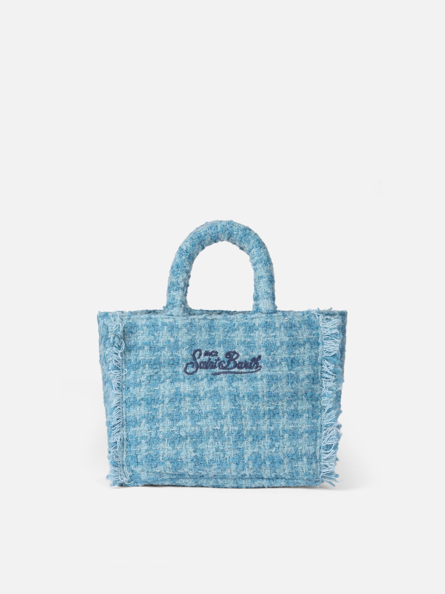 Mini Vanity wooly handbag with light blue tweed pattern - MC2 Saint Barth