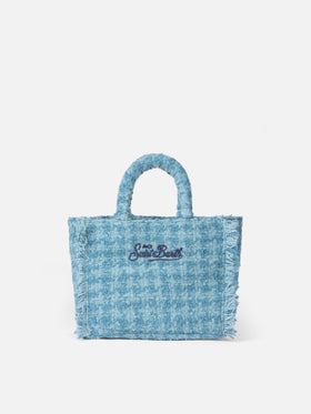 Mini Vanity wooly handbag with light blue tweed pattern - MC2 Saint Barth