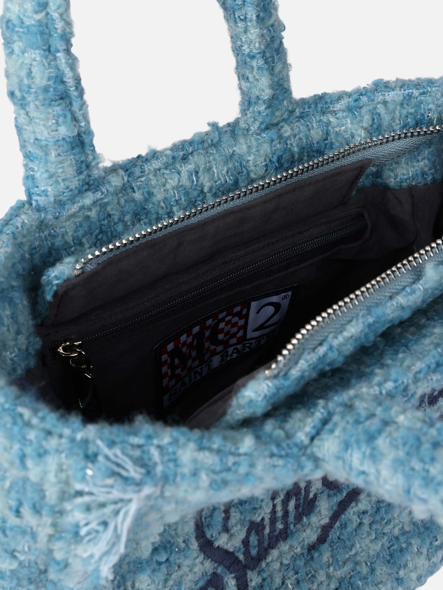 Mini Vanity wooly handbag with light blue tweed pattern - MC2 Saint Barth