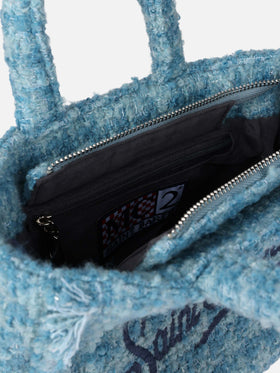 Mini Vanity wooly handbag with light blue tweed pattern - MC2 Saint Barth