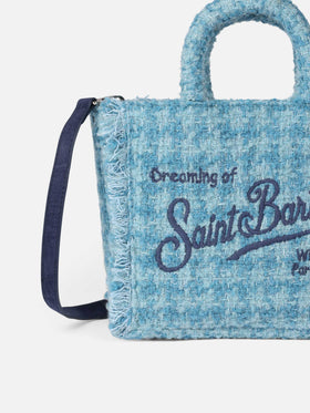 Mini Vanity wooly handbag with light blue tweed pattern - MC2 Saint Barth