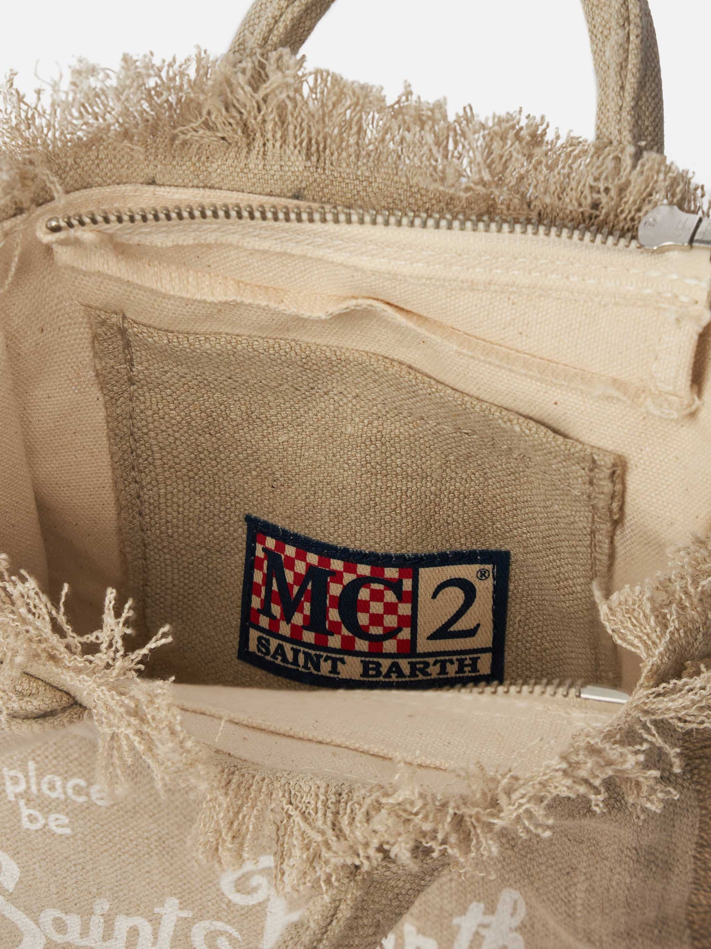 Beige solid color linen Vanity mini bag with removable strap