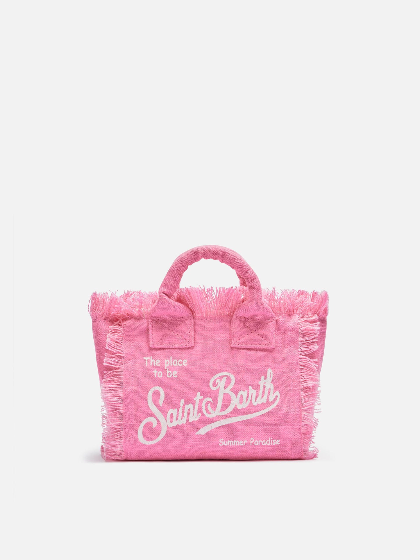 Borsa Mini Vanity in lino rosa