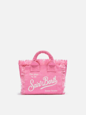 Borsa Mini Vanity in lino rosa