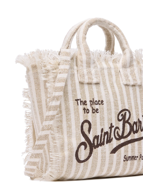 Mini Vanity Linen bag with striped print - MC2 Saint Barth