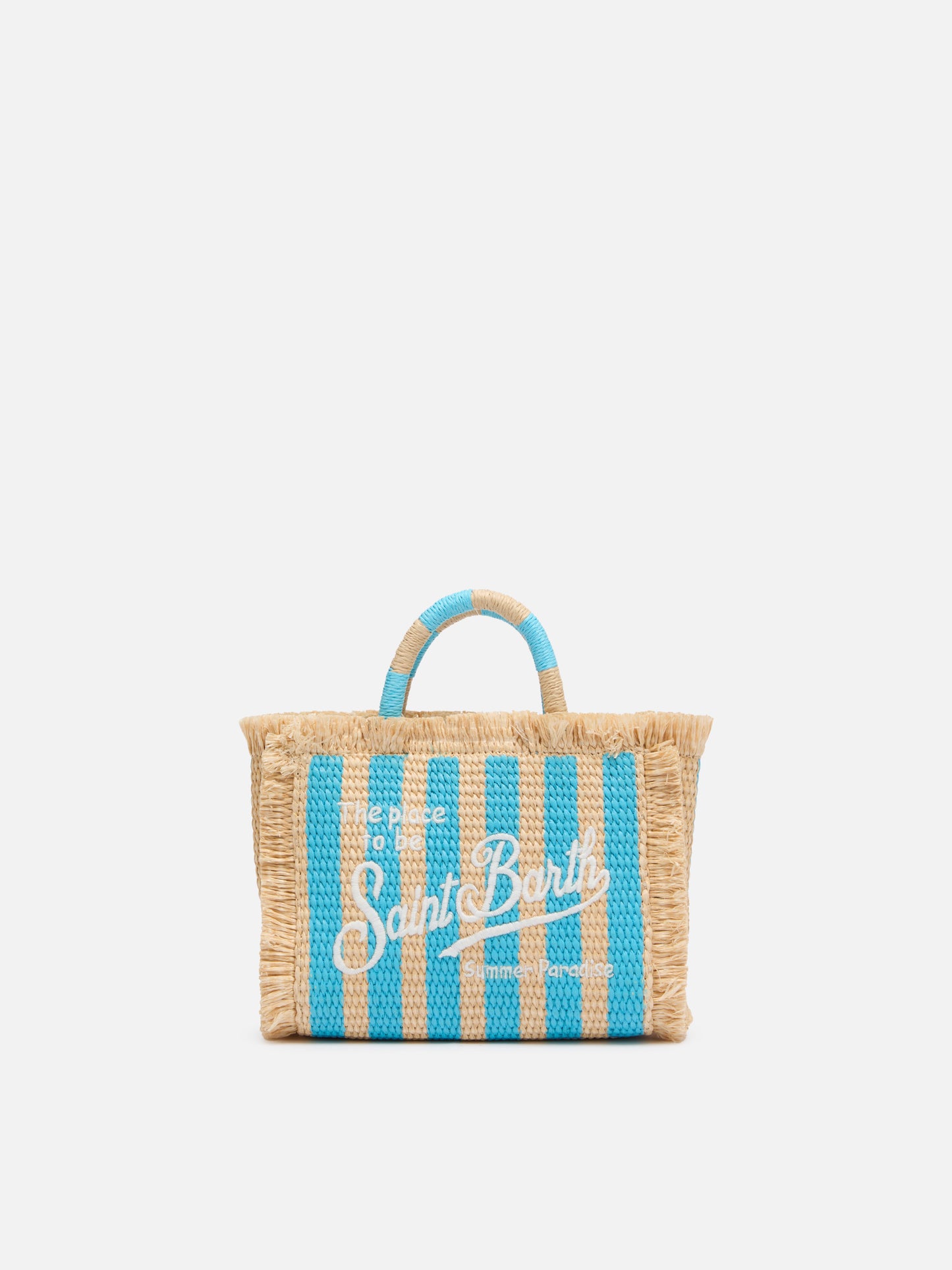 Mini Vanity Straw effect bag with striped print - MC2 Saint Barth