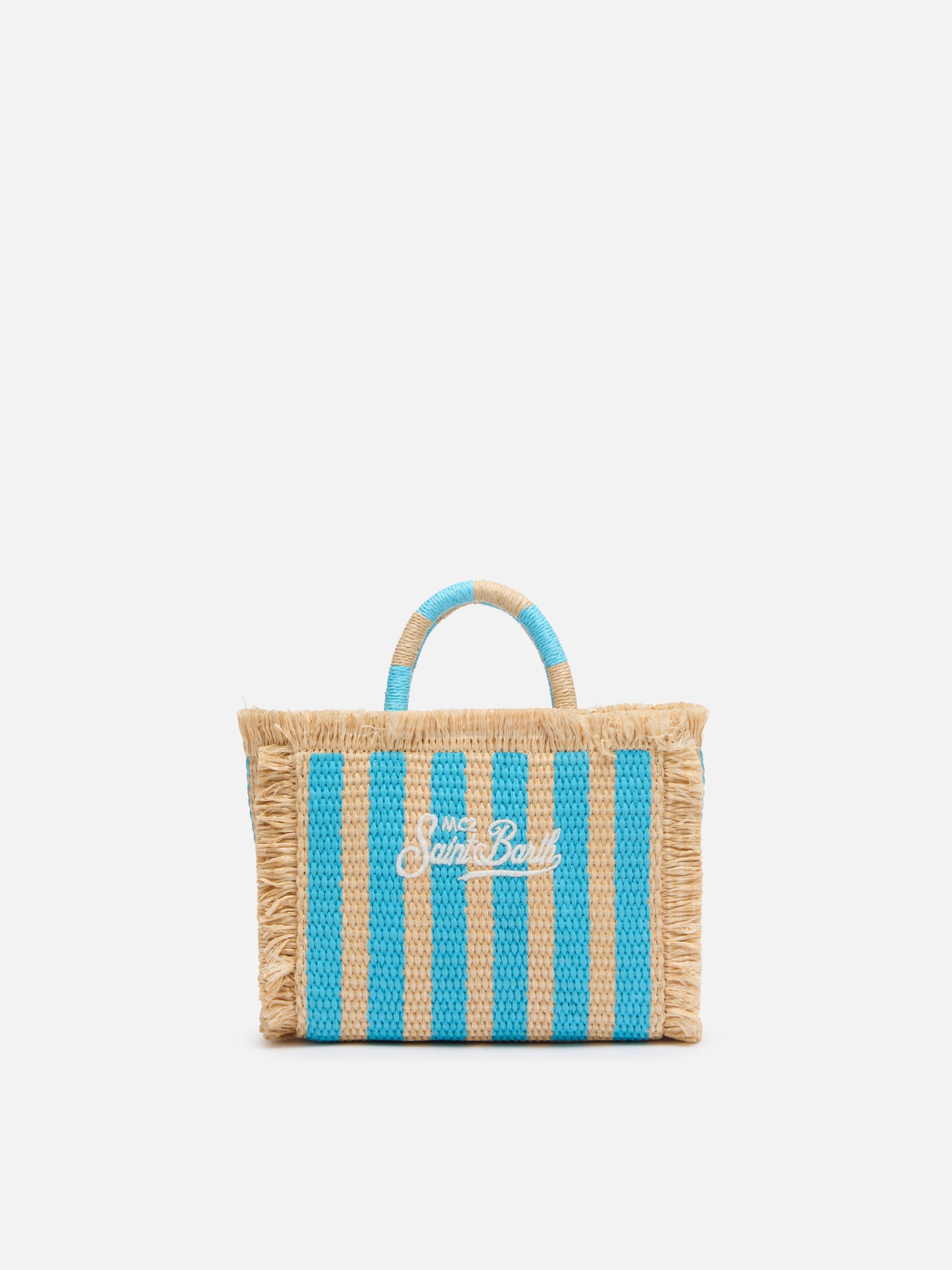 Mini Vanity Straw effect bag with striped print - MC2 Saint Barth