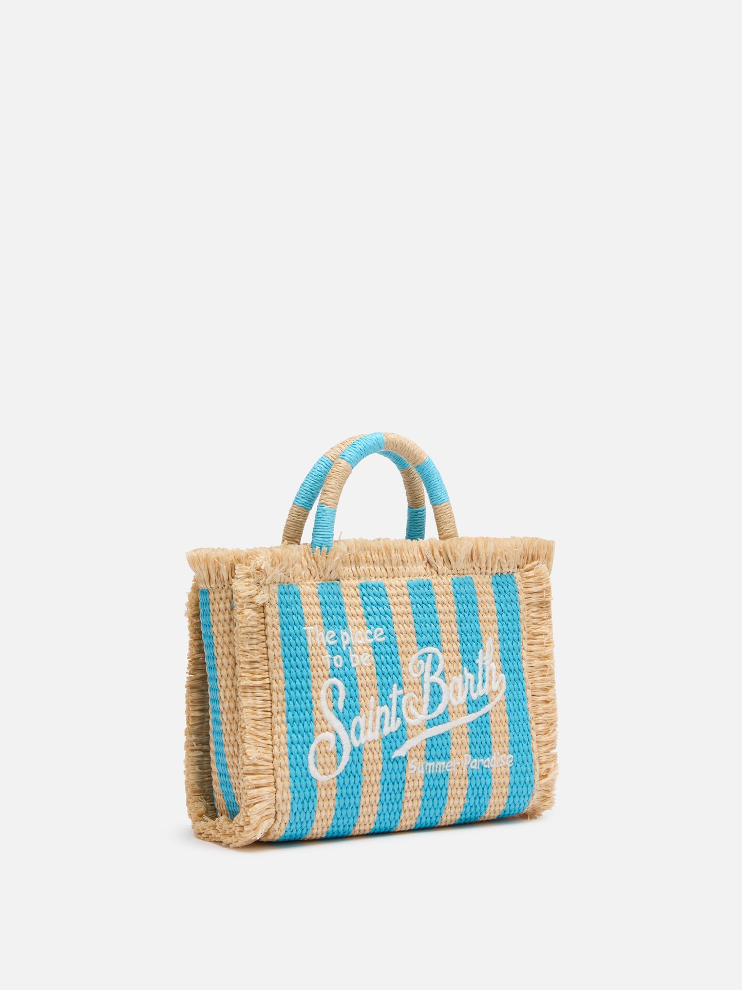 Mini Vanity Straw effect bag with striped print - MC2 Saint Barth