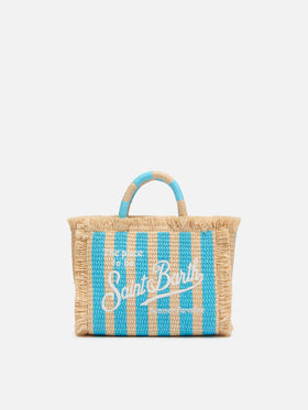Mini Vanity Straw effect bag with striped print