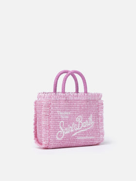Rosa Mini Vanity Strohtasche