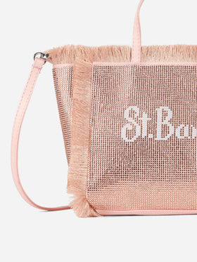 Mini Vanity fringed bag with rose gold rhinestones - MC2 Saint Barth