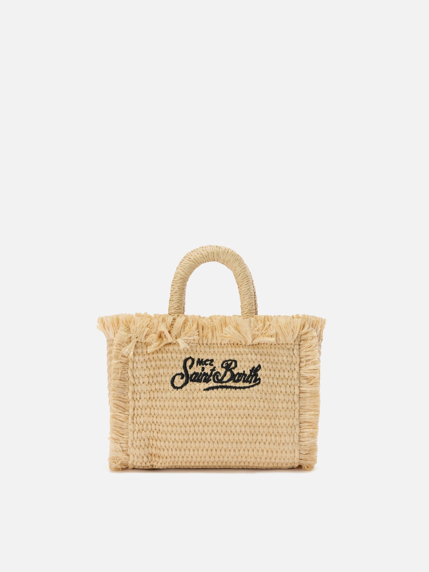 Vanity straw effect micro bag with blue details