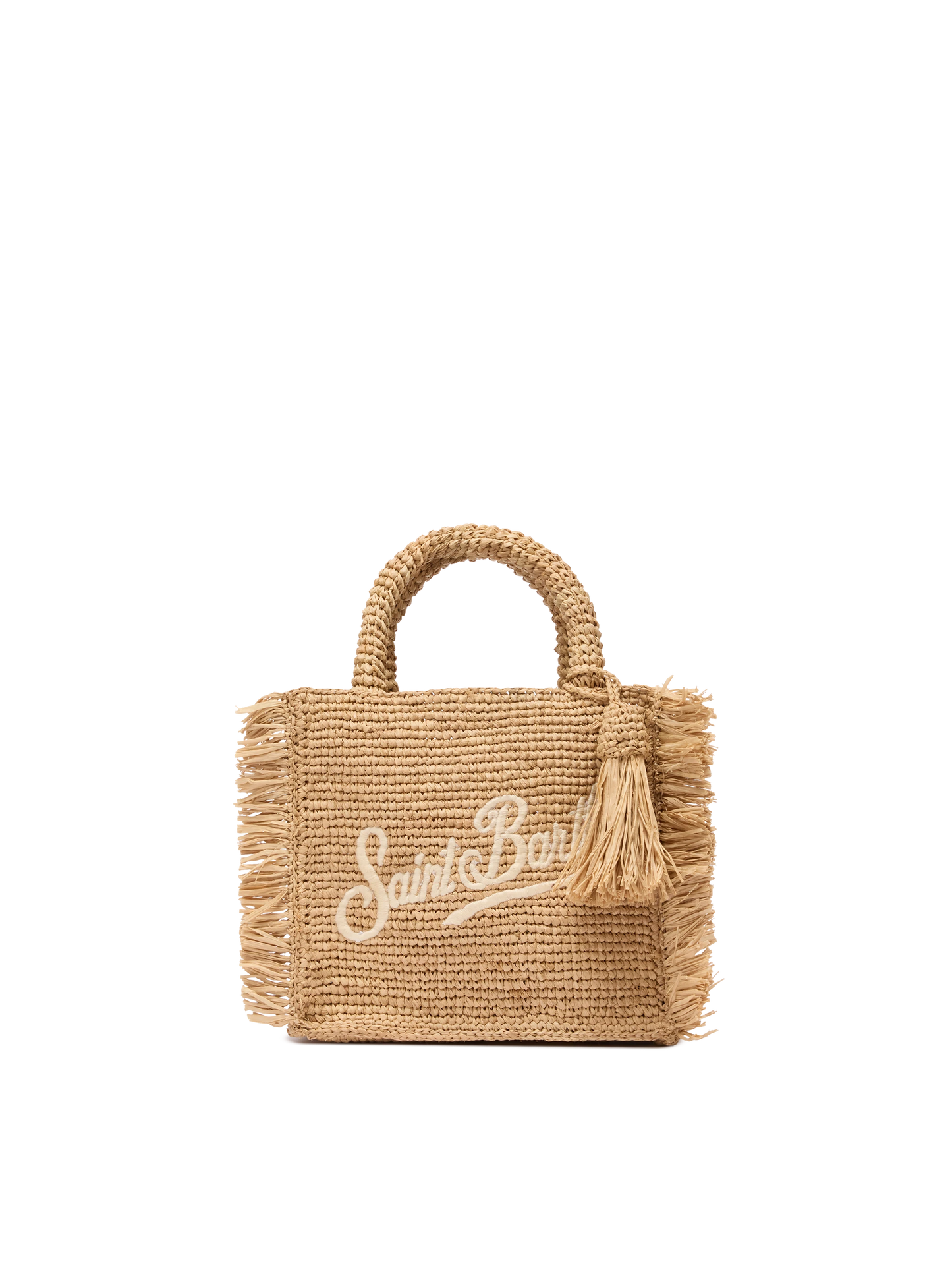 Mini Vanity Raffia Fringes bag with Saint Barth embroidery - MC2 Saint Barth