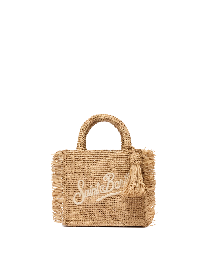 Mini Vanity Raffia Fringes bag with Saint Barth embroidery - MC2 Saint Barth