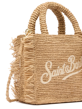 Mini Vanity Raffia Fringes bag with Saint Barth embroidery - MC2 Saint Barth
