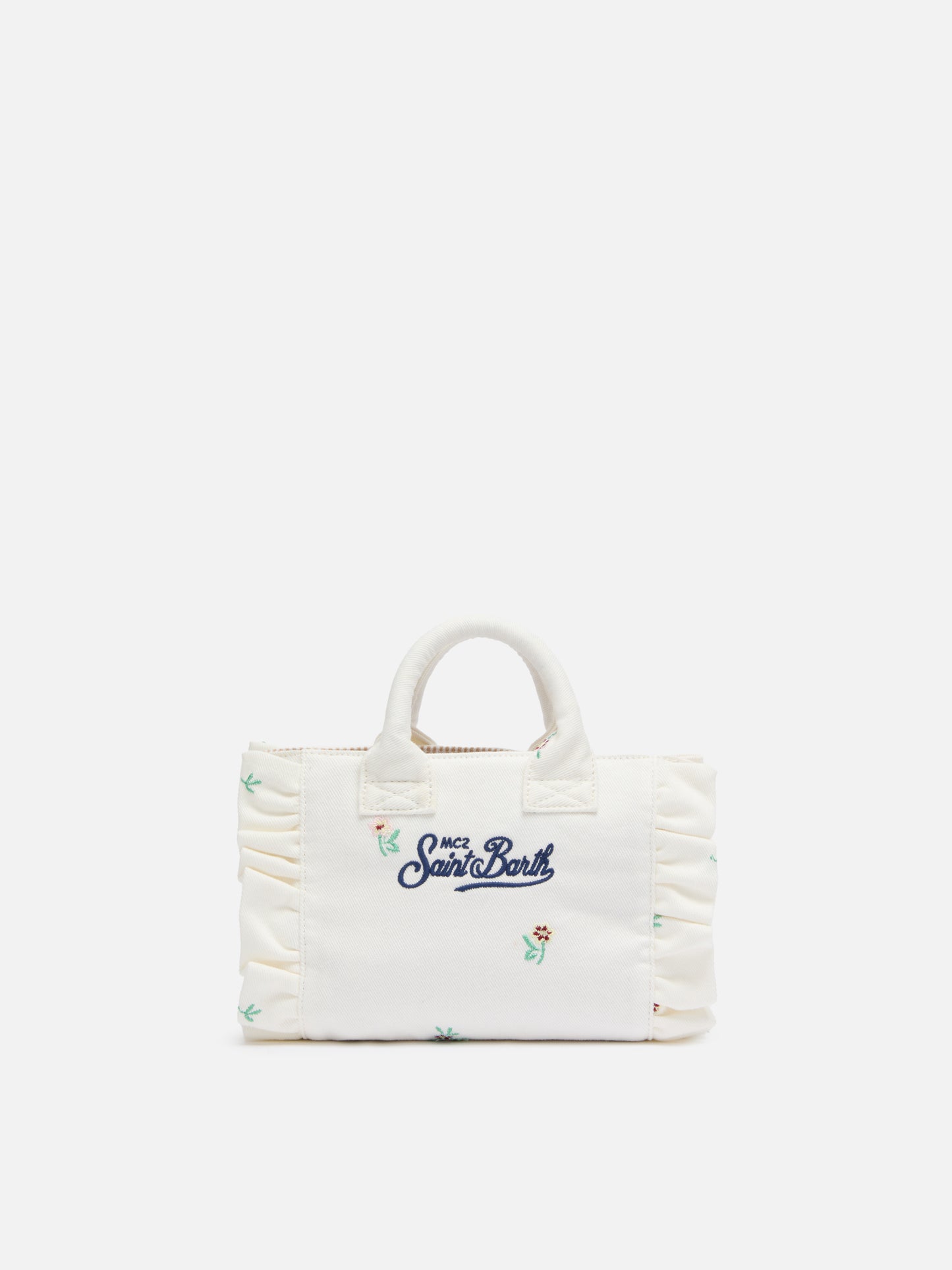 Mini Vanity Volant bag in denim with flower embroidery - MC2 Saint Barth