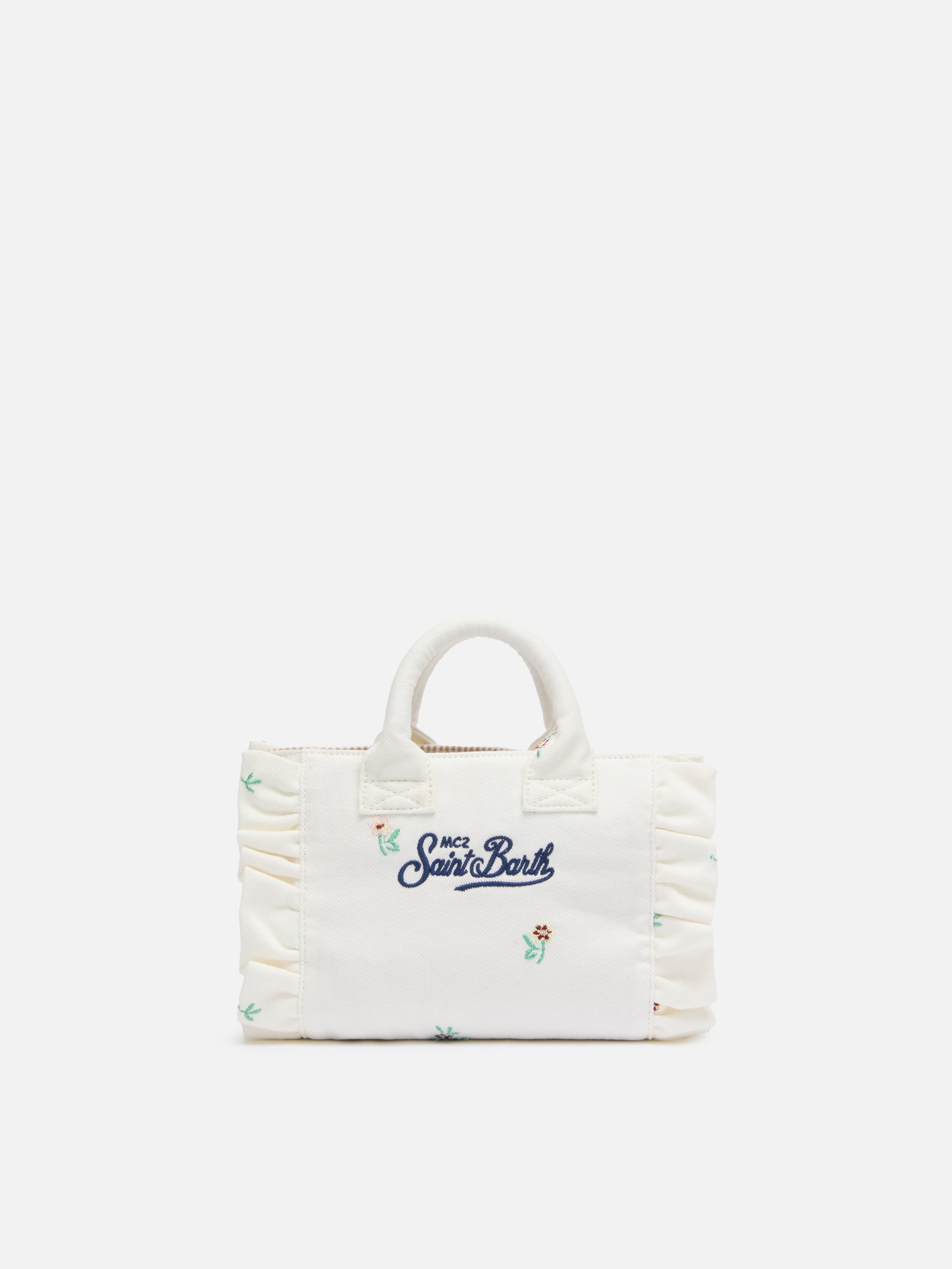 Mini Vanity Volant bag in denim with flower embroidery - MC2 Saint Barth