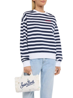 Mini Vanity Volant bag in denim with flower embroidery - MC2 Saint Barth