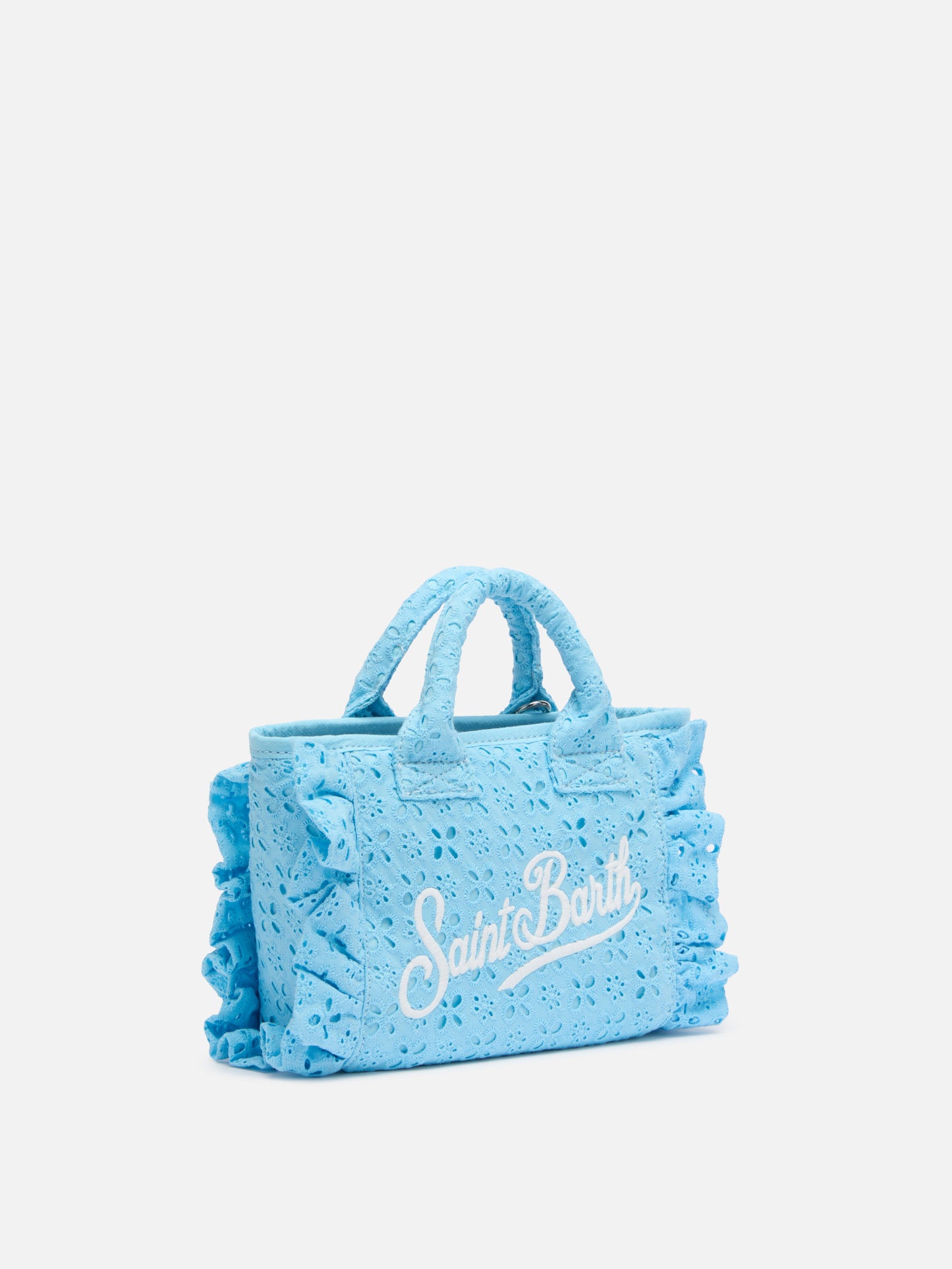 Light blue Sangallo lace Mini Vanity Volant bag - MC2 Saint Barth