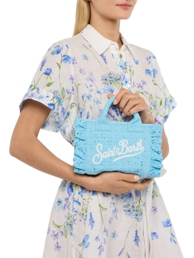 Light blue Sangallo lace Mini Vanity Volant bag - MC2 Saint Barth