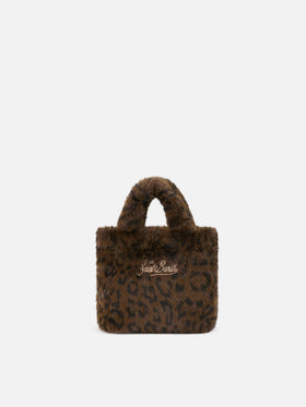 Mini bolso Vanity Soft de pelo sintético con estampado de leopardo 