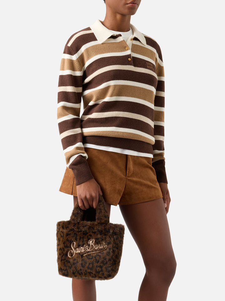 Mini bolso Vanity Soft de pelo sintético con estampado de leopardo 