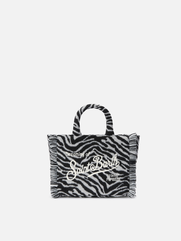 Borsa a mano Vanity Mini Felt in misto lana zebrata
