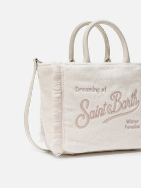 Borsa a mano Vanity Mini Felt in misto lana bianca