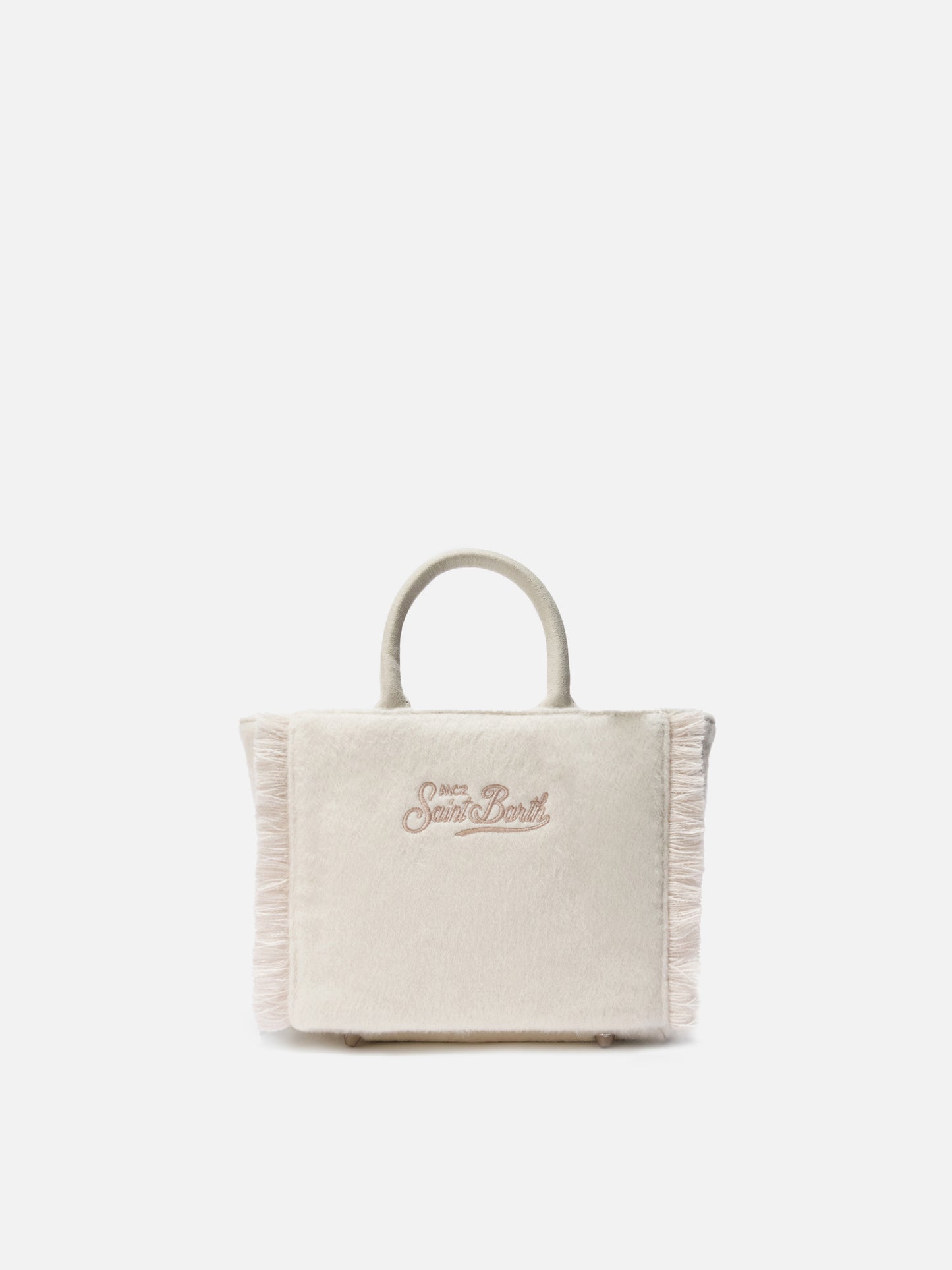 Borsa a mano Vanity Mini Felt in misto lana bianca