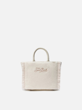 Borsa a mano Vanity Mini Felt in misto lana bianca