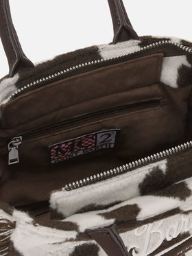 Vanity Mini-Filzhandtasche aus Wollmischung mit Kuhfellmuster