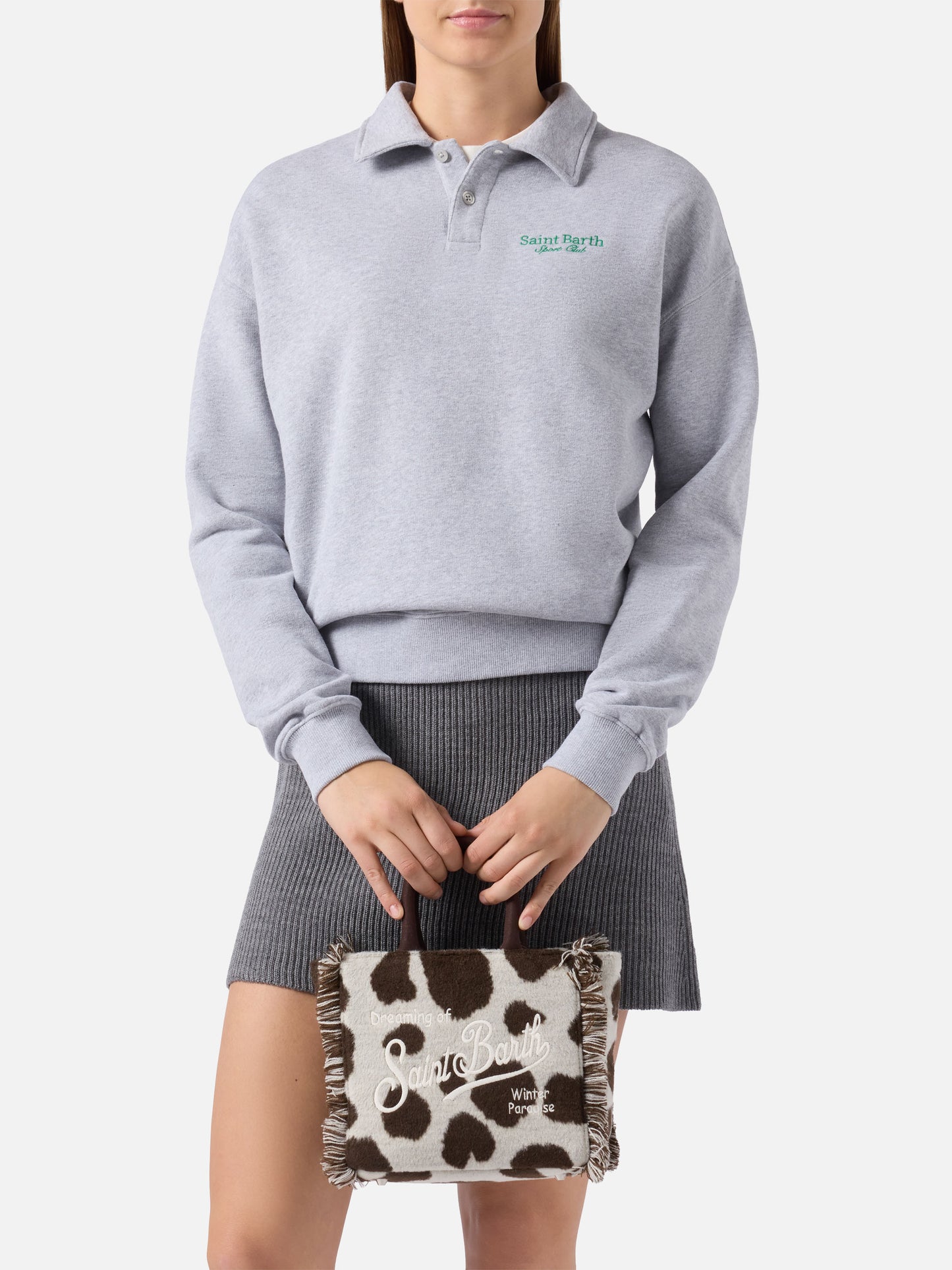 Vanity Mini-Filzhandtasche aus Wollmischung mit Kuhfellmuster