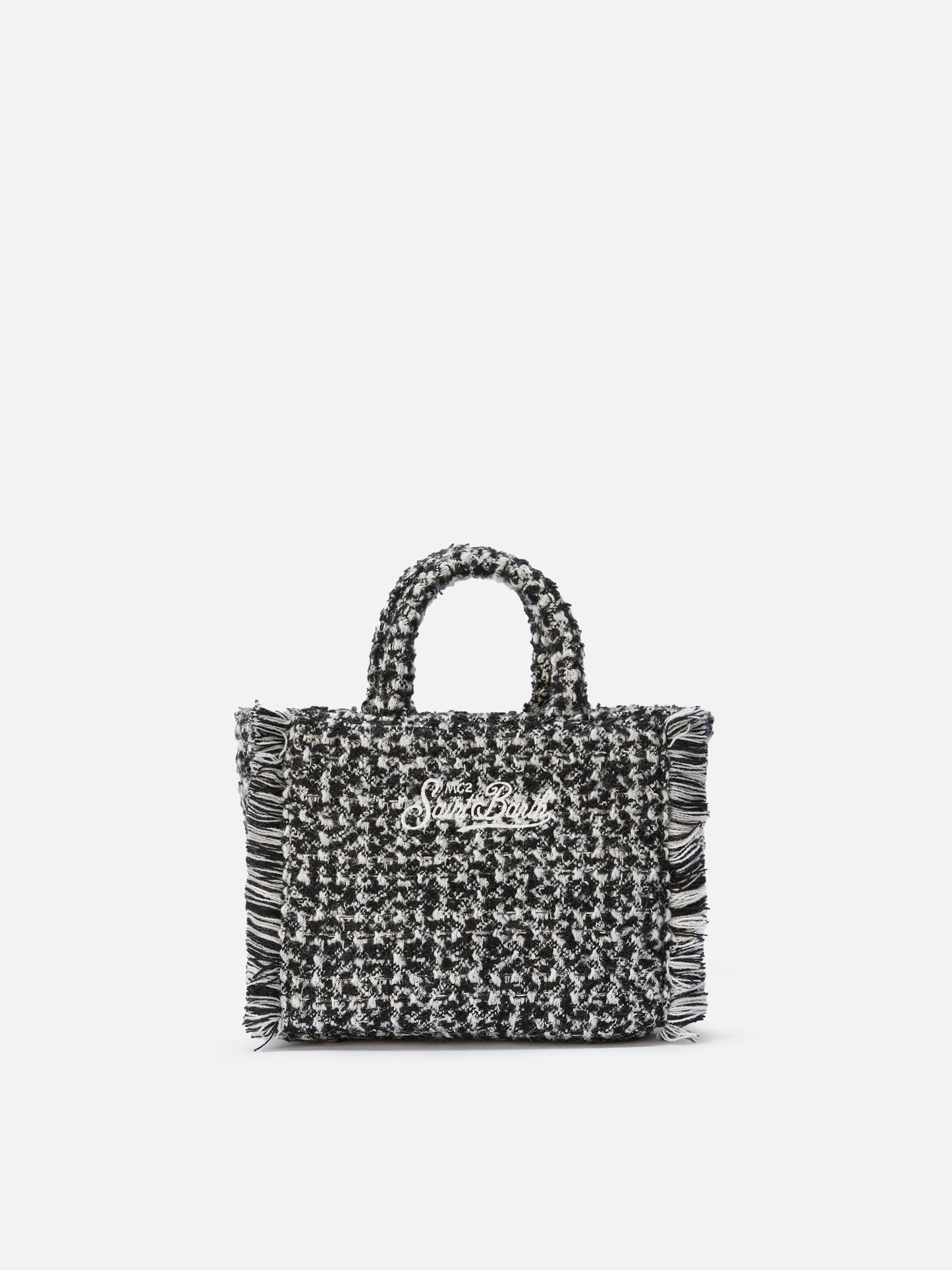 Borsa a mano Vanity Mini Tweed bianco e nero