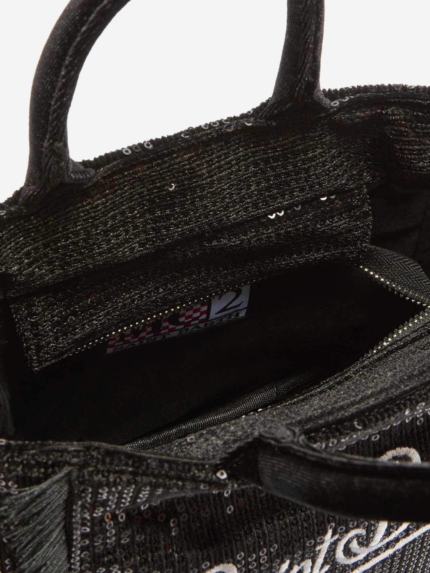 Vanity Mini Velvet Handbag in black velvet with sequins