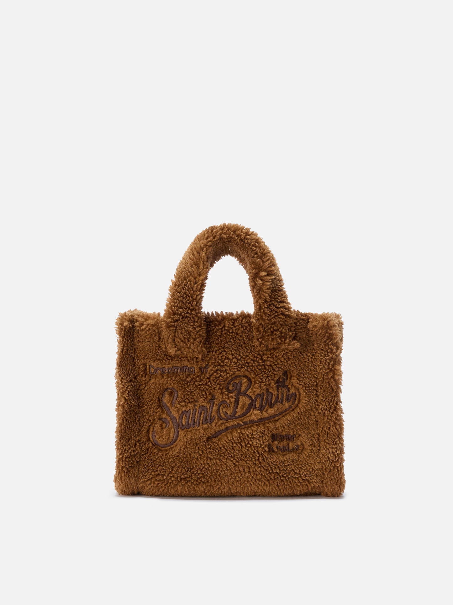Vanity Mini Teddy Handtasche aus braunem Sherpa-Fleece