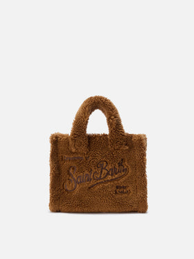 Vanity Mini Teddy Handtasche aus braunem Sherpa-Fleece