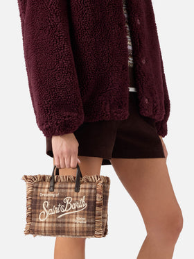 Mini sac Vanity en mélange de laine à motif tartan 