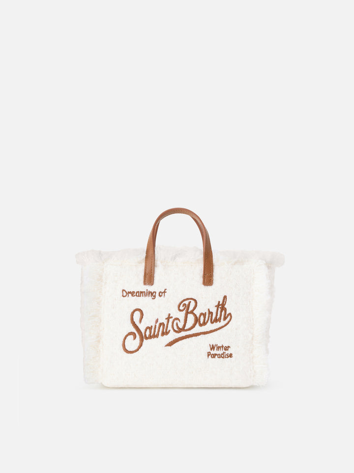 Off white Mini Vanity bag in tweed with logo embroidery