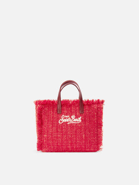 Bolso Mini Vanity rojo en tweed con bordado del logo 