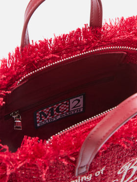 Bolso Mini Vanity rojo en tweed con bordado del logo 