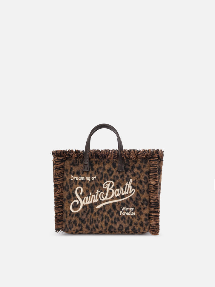 Mini sac Vanity en feutre avec imprimé léopard 