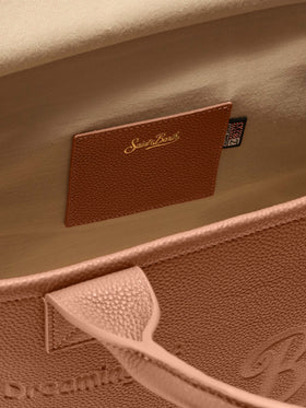 Borsa a spalla Vanity Bag Large in pelle martellata cammello