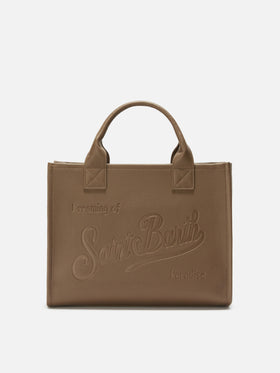 Borsa a spalla Vanity Bag Large in pelle martellata marrone