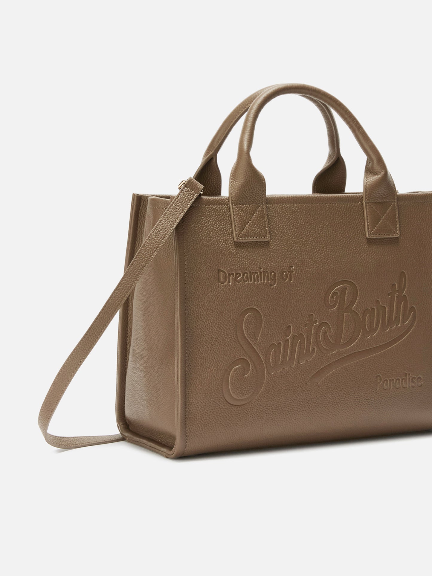 Borsa a spalla Vanity Bag Large in pelle martellata marrone