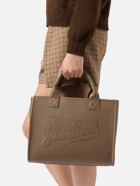 Borsa a spalla Vanity Bag Large in pelle martellata marrone