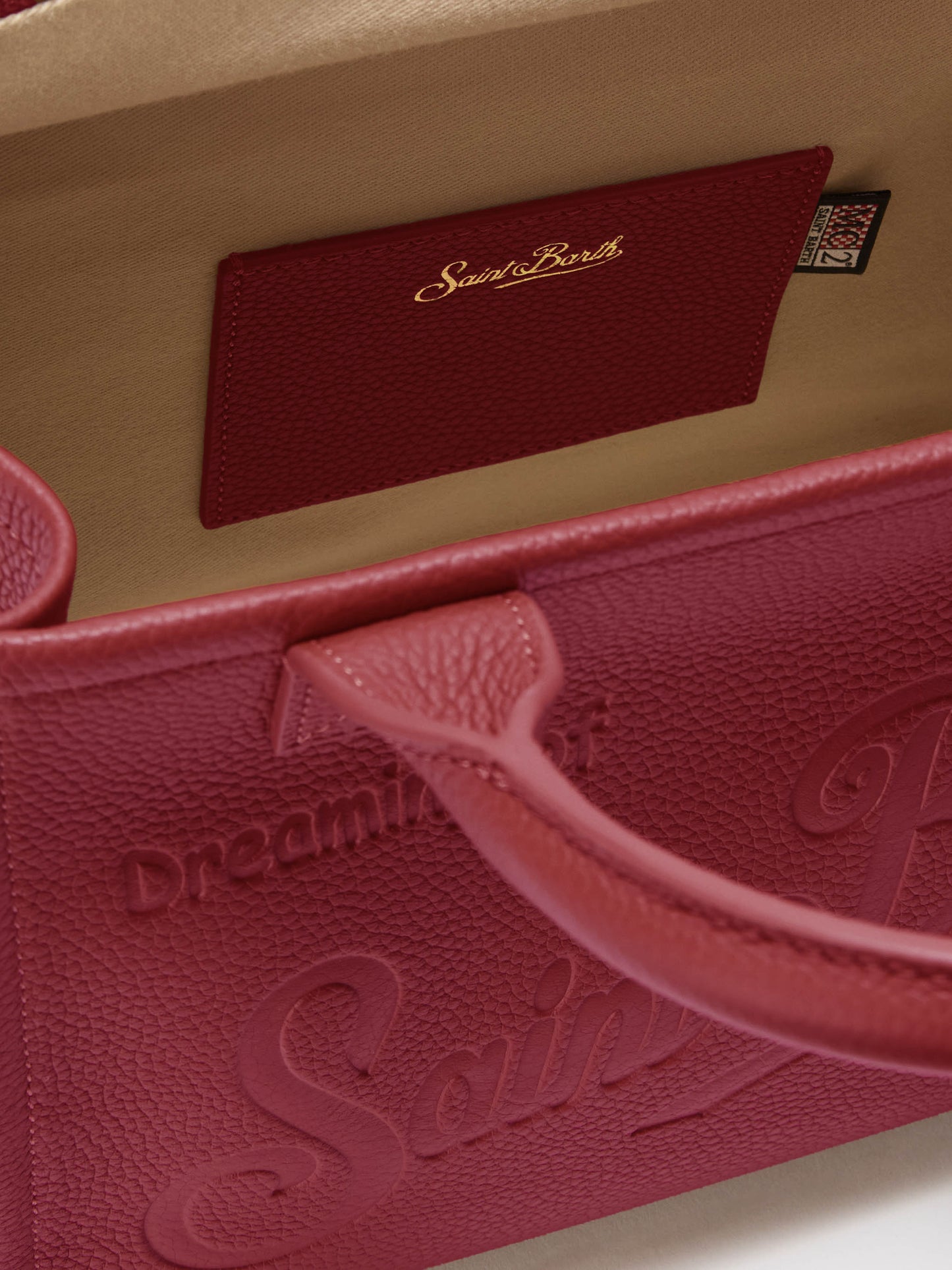 Borsa a spalla Vanity Bag Large in pelle martellata burgundy