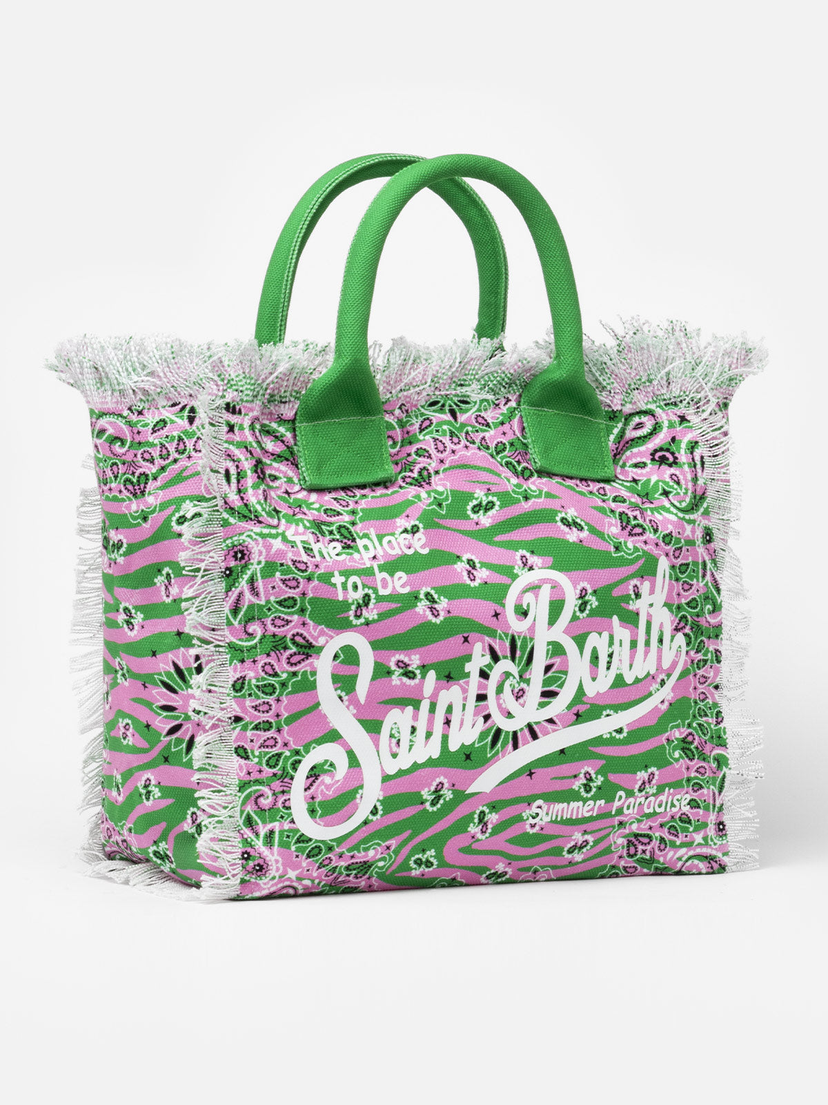Borsa tote in tela di cotone con stampa zebrata e bandana